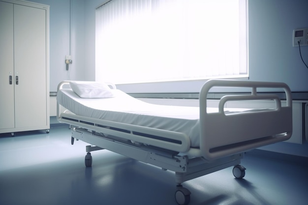 Een ziekenhuisbed met een wit laken erop