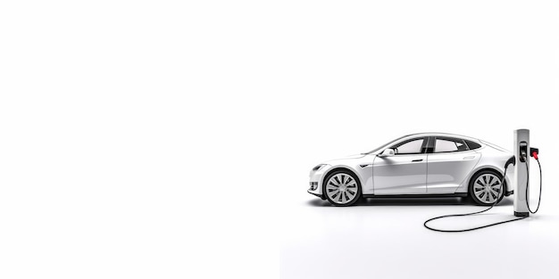 Een zilveren Tesla-model wordt getoond op een witte achtergrond.