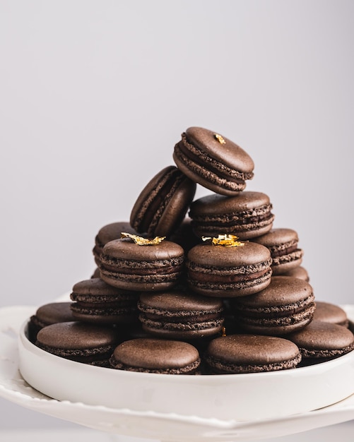 Een zoete chocolade macaron Franse chocolade macarons