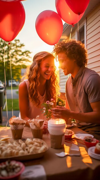 Een zoete verrassing Jonge echtpaar's romantische Valentijnsdagviering met hartelijke cadeau-uitwisseling