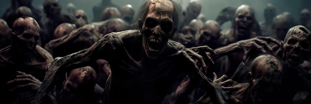 Foto een zombie-infectie die zich verspreidt onder de overlevenden.