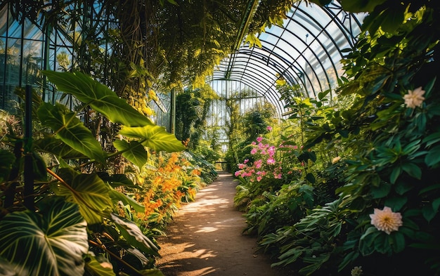 Een zonnige wandeling door de weelderige botanische tuin