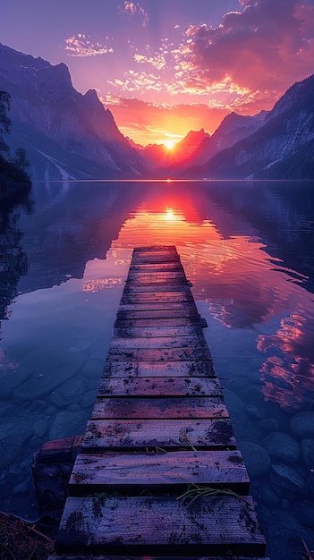 een zonsondergang bij het meer