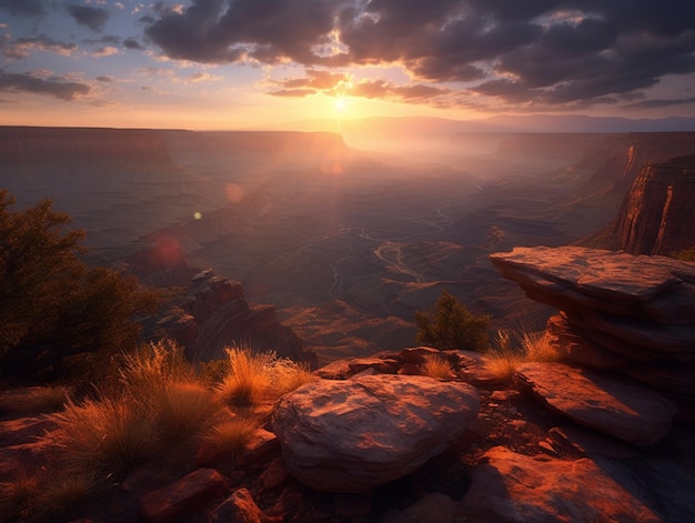 Een zonsondergang boven de Grand Canyon