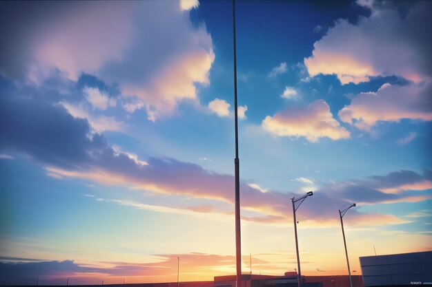 Een zonsondergang met een paar wolken in de lucht