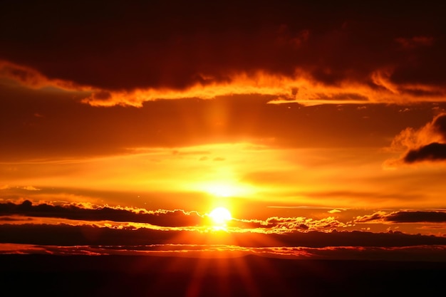 Een zonsondergang met een zonsondergang en de zon schijnt op het water