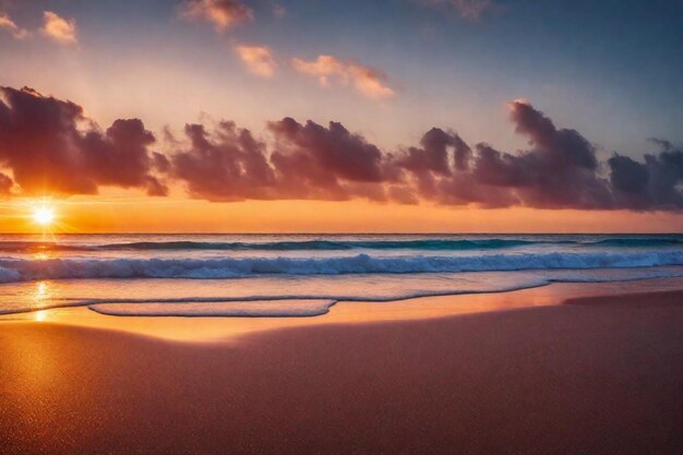 een zonsondergang met wolken en de zon ondergaat achter de horizon