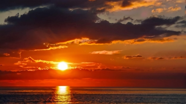 een zonsondergang over de oceaan met een prachtige zonsondergang
