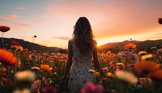 Een zonsopgang fotoshoot in een bloemenveld