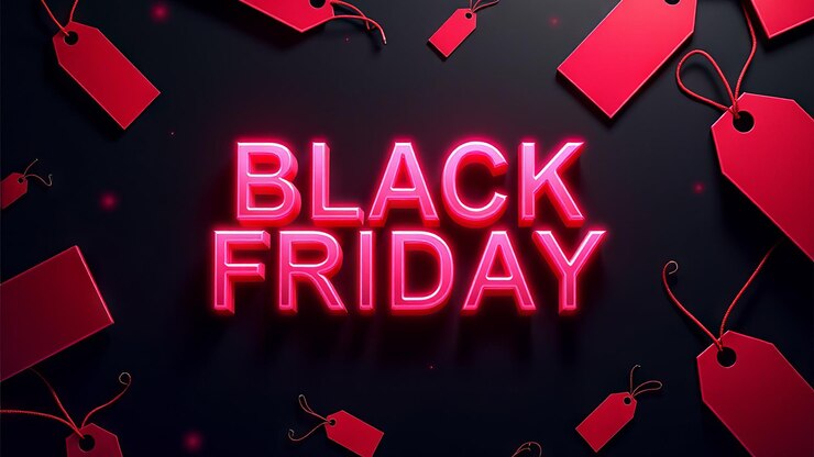 Foto een zwart bord met black friday op.