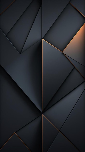 een zwart en oranje abstract schilderij van een geometrisch ontwerp.