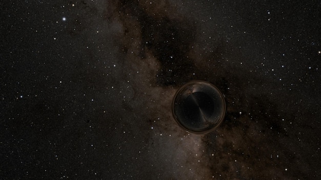 Een zwart gat in de ruimte met een melkwegstelsel in 3D-rendering op de achtergrond