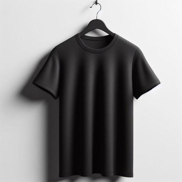 een zwart overhemd op een hanger met een zwart shirt erop