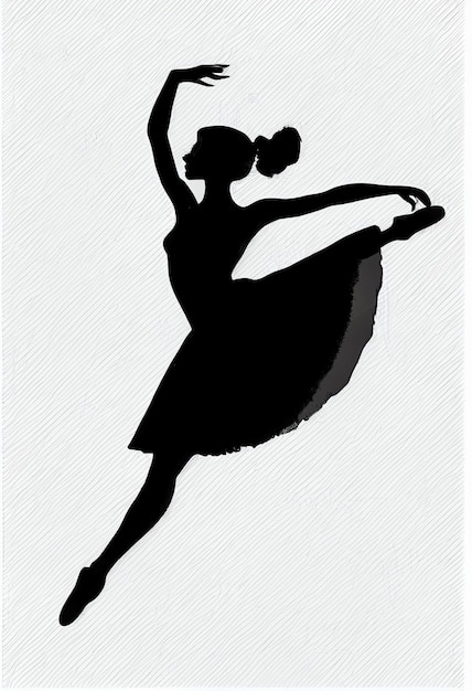 Een zwart silhouet van een ballerina met het woord ballet erop.