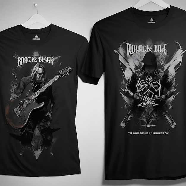 Foto een zwart t-shirtmodel voor de merchandise van een rockband