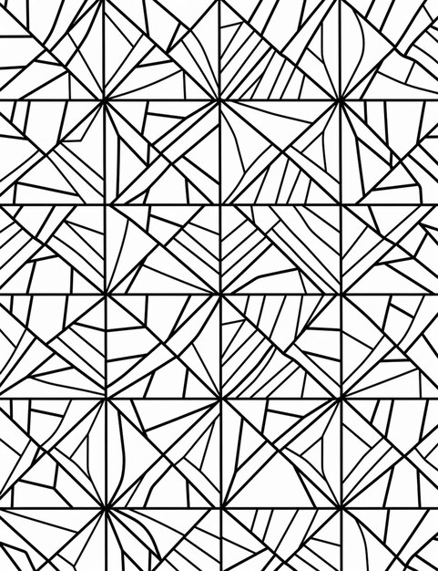 een zwart-wit abstract geometrisch patroon met lijnen generatief ai