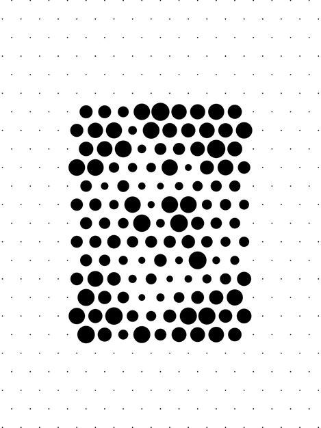 een zwart-wit beeld van een brief met stippen en stippen