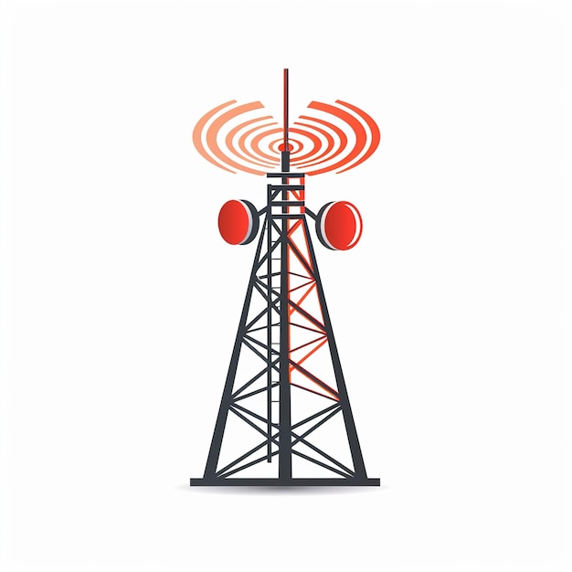 Foto een zwart-wit beeld van een radio-antenne met een rode cirkel erop