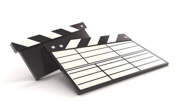 Foto een zwart-wit filmplate het clapperboard heeft een zwarte achtergrond met witte strepen