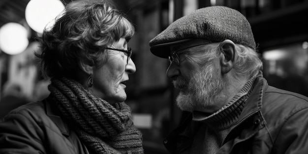 Foto een zwart-wit foto met een man en een vrouw