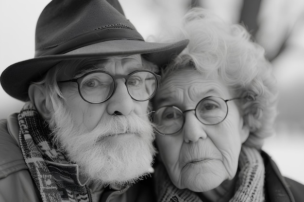 Een zwart-wit foto van een man en een vrouw.