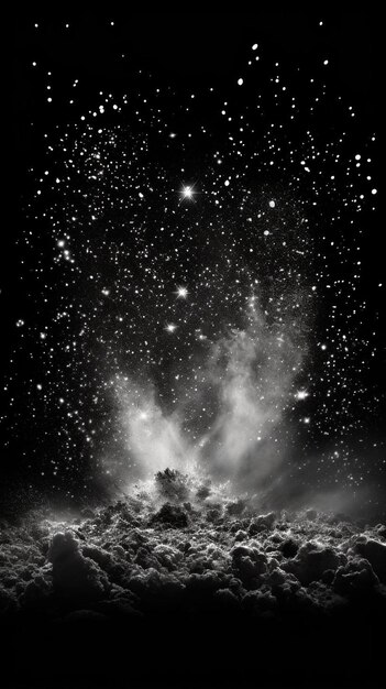 Foto een zwart-wit foto van een met sterren gevulde nacht