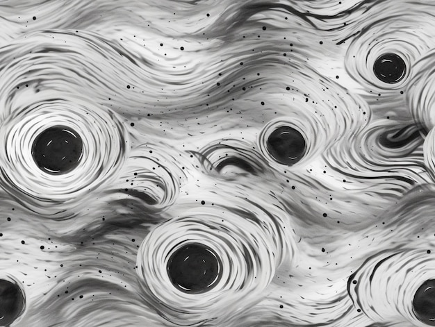 Een zwart-wit foto van een patroon van cirkels en lijnen generatieve ai