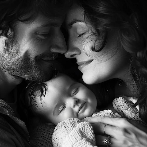 een zwart-wit foto van een vrouw en een baby