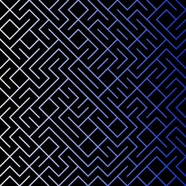 een zwart-wit geanimeerde achtergrond met een blauw-wit geometrisch patroon