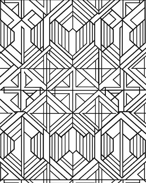 een zwart-wit geometrisch patroon met lijnen genererende ai