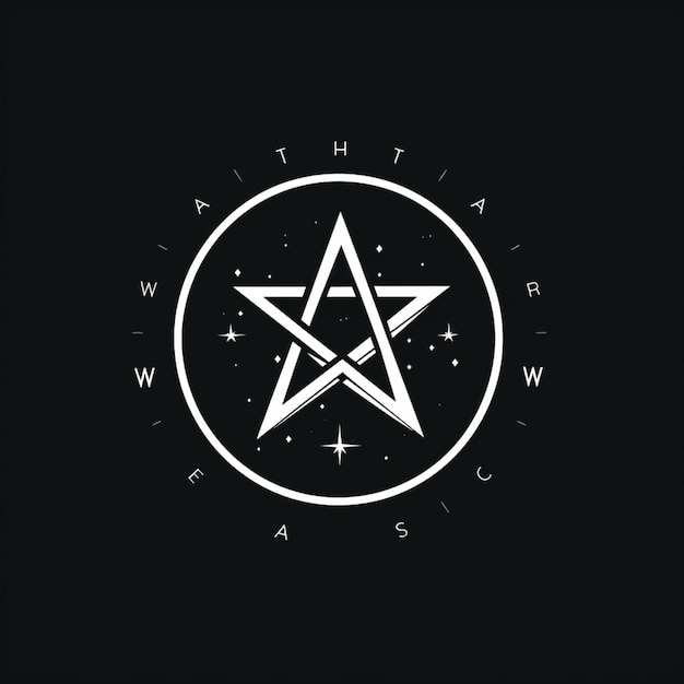 Foto een zwart-wit logo met een ster in de middelste generatieve ai