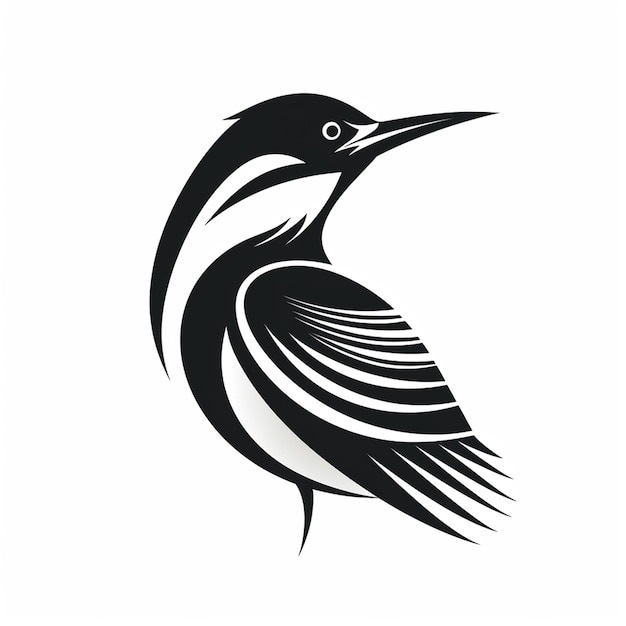een zwart-wit pictogram van een vogel witte achtergrond