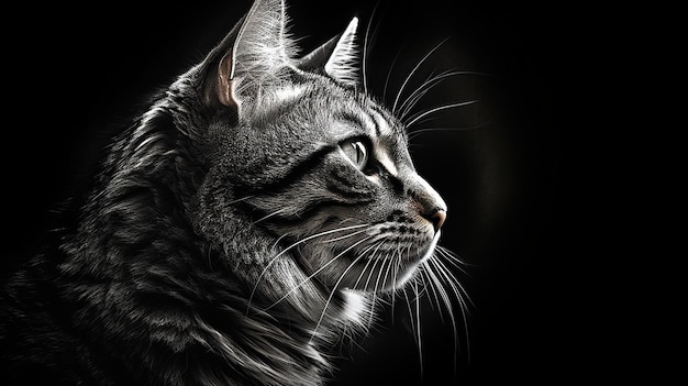 Een zwart-wit portret van een kat