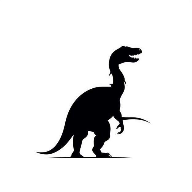 Foto een zwart-wit silhouet van een dinosaurus met zijn mond open generatieve ai