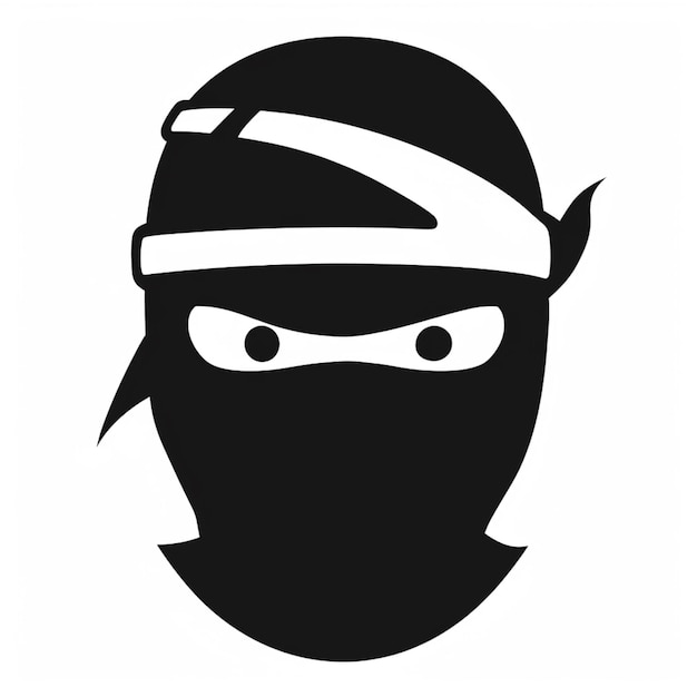 Foto een zwart-wit silhouet van een ninja met een bandana generatieve ai