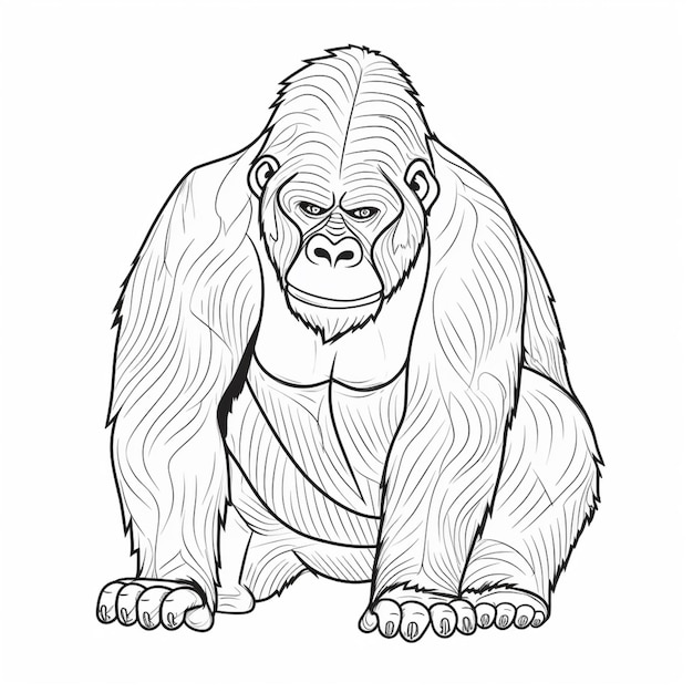 Een zwart-wit tekening van een gorilla die generatieve ai zit