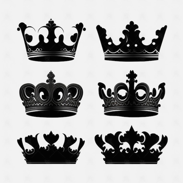 Een zwart-wit vector silhouet hoofdportret van de Koninklijke Kroon