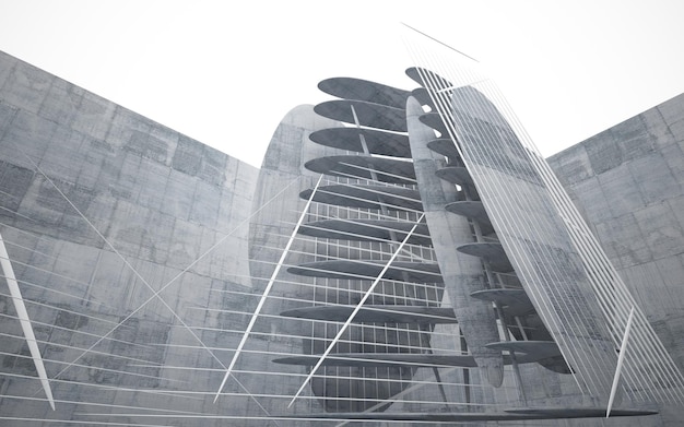 Een zwart-witfoto van een gebouw met een gebogen ontwerp waarop 'z' staat