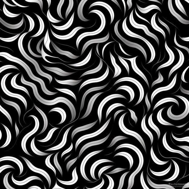 een zwart-witte abstracte achtergrond met golvende lijnen generatieve ai