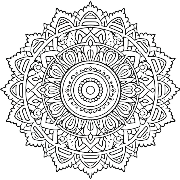 een zwart-witte mandala met een witte achtergrond.