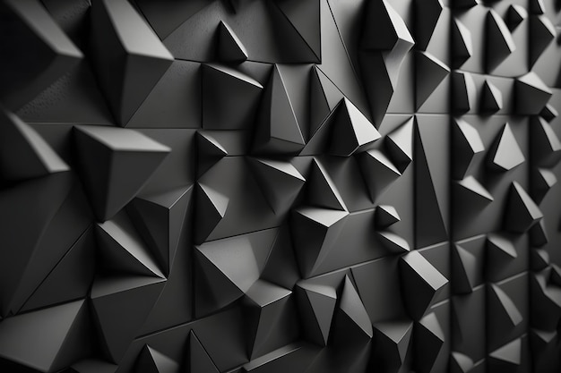 Een zwart-witte muur met driehoeken erop.