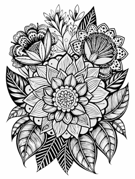 een zwart-witte tekening van een bloem met de woorden quot bloemen quote erop