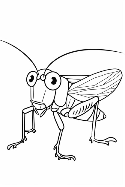 een zwart-witte tekening van een insect met een insect in zijn mond generatieve ai