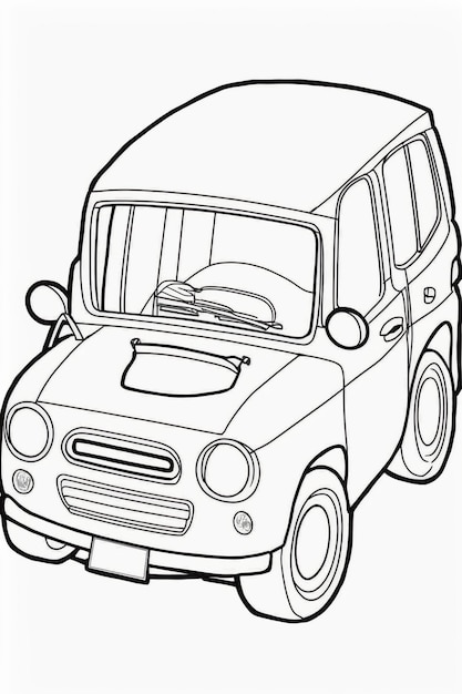 Foto een zwart-witte tekening van een kleine auto generatieve ai
