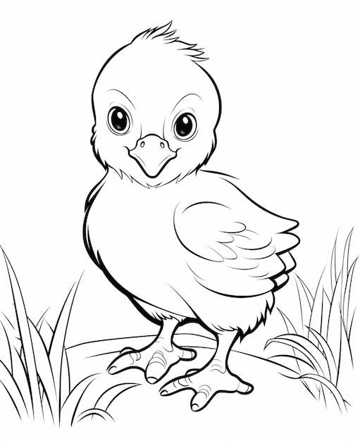 Een zwart-witte tekening van een kleine vogel die op een tak zit