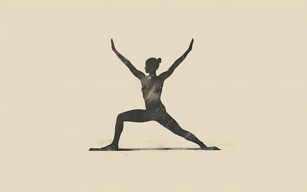 Foto een zwart-witte tekening van een man die yoga doet