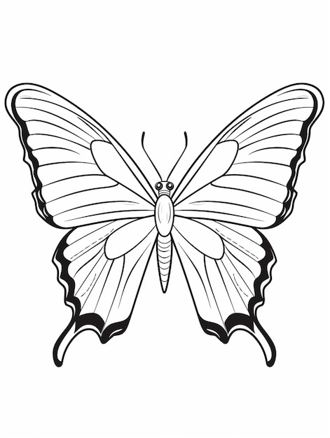 Een zwart-witte vlinder die op een witte achtergrond generatieve ai trekt