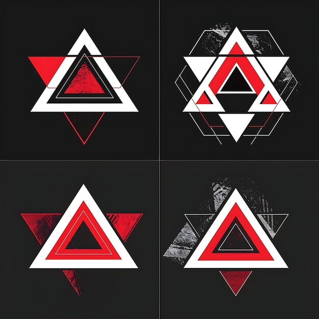 Foto een zwarte achtergrond met een rode driehoek en een driehoek in het midden