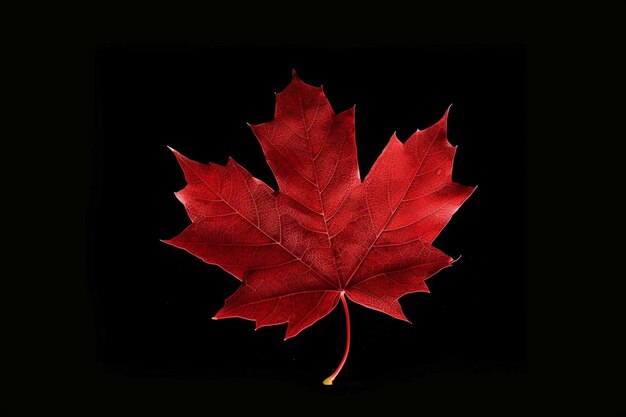 Een zwarte achtergrond met een rood blad waarop het woord Canada staat.