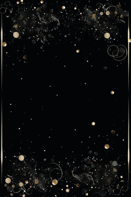 Foto een zwarte achtergrond met gouden sterren en confetti